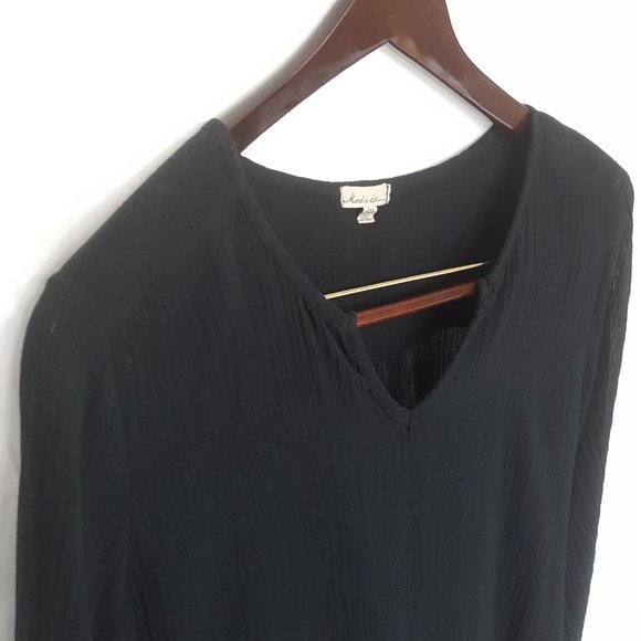 Mod-o-doc Black Lightweight Hi-Lo Linen Tunic MED - Picture 2 of 8